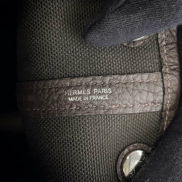 エルメス トートバッグ ガーデンパーティTPM エベンヌ/ヴェールブロンズ/シルバー金具 トワルアッシュ/ネゴンダ W刻印