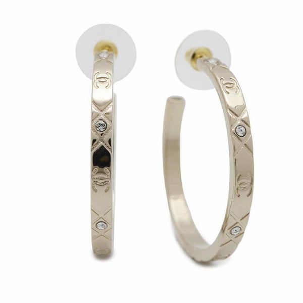 シャネル ピアス フープ メタル ラインストーン B25 P ABF246 CHANEL アクセサリー 2025年春夏