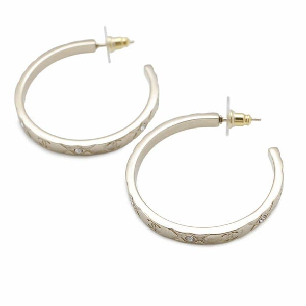 シャネル ピアス フープ メタル ラインストーン B25 P ABF246 CHANEL アクセサリー 2025年春夏