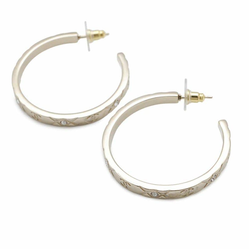 シャネル ピアス フープ メタル ラインストーン B25 P ABF246 CHANEL アクセサリー 2025年春夏