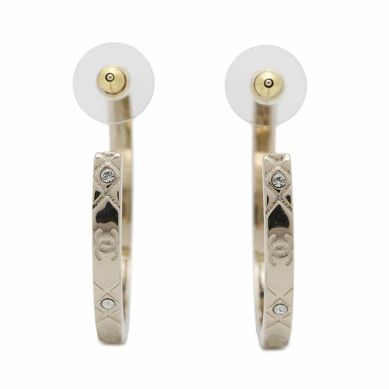 シャネル ピアス フープ メタル ラインストーン B25 P ABF246 CHANEL アクセサリー 2025年春夏