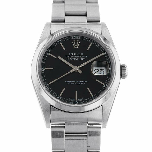 ロレックス デイトジャスト36 Y番 16200 ROLEX 腕時計  黒文字盤