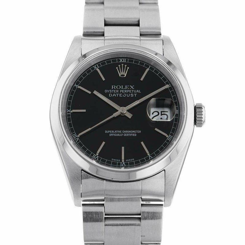 ロレックス デイトジャスト36 Y番 16200 ROLEX 腕時計  黒文字盤