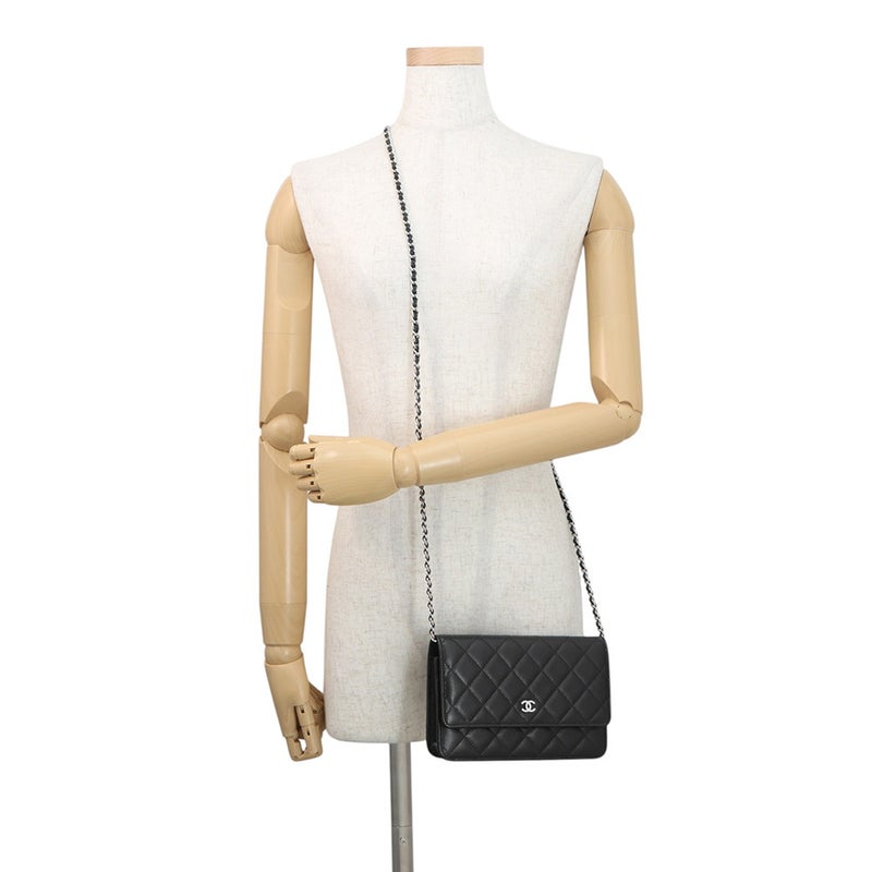 シャネル チェーンウォレット クラシック マトラッセ ココマーク キャビアスキン AP0250 CHANEL 財布 黒
