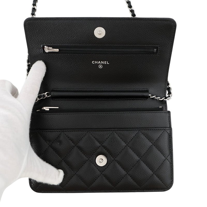 シャネル チェーンウォレット クラシック マトラッセ ココマーク キャビアスキン AP0250 CHANEL 財布 黒
