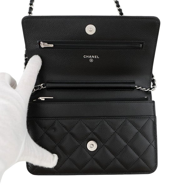 シャネル チェーンウォレット クラシック マトラッセ ココマーク キャビアスキン AP0250 CHANEL 財布 黒