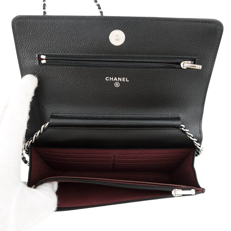 シャネル チェーンウォレット クラシック マトラッセ ココマーク キャビアスキン AP0250 CHANEL 財布 黒