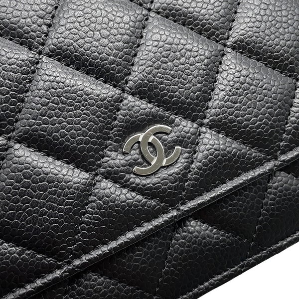 シャネル チェーンウォレット クラシック マトラッセ ココマーク キャビアスキン AP0250 CHANEL 財布 黒