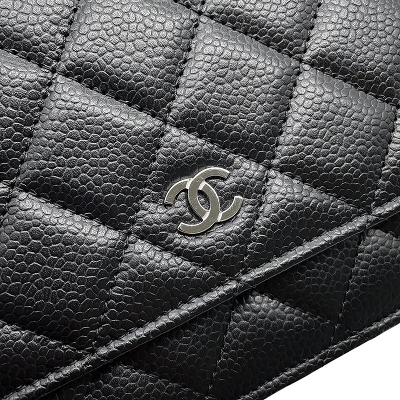 シャネル チェーンウォレット クラシック マトラッセ ココマーク キャビアスキン AP0250 CHANEL 財布 黒