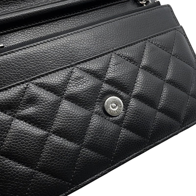 シャネル チェーンウォレット クラシック マトラッセ ココマーク キャビアスキン AP0250 CHANEL 財布 黒