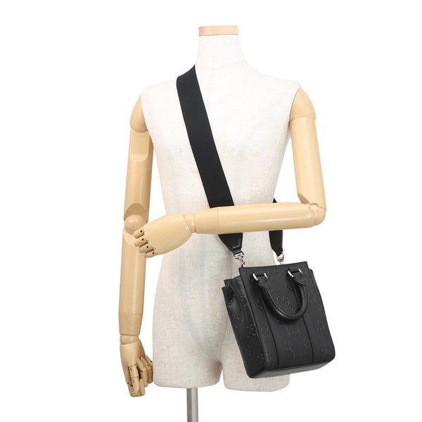 グッチ ハンドバッグ GGエンボス レザー 696010 GUCCI 2wayショルダーバッグ 黒