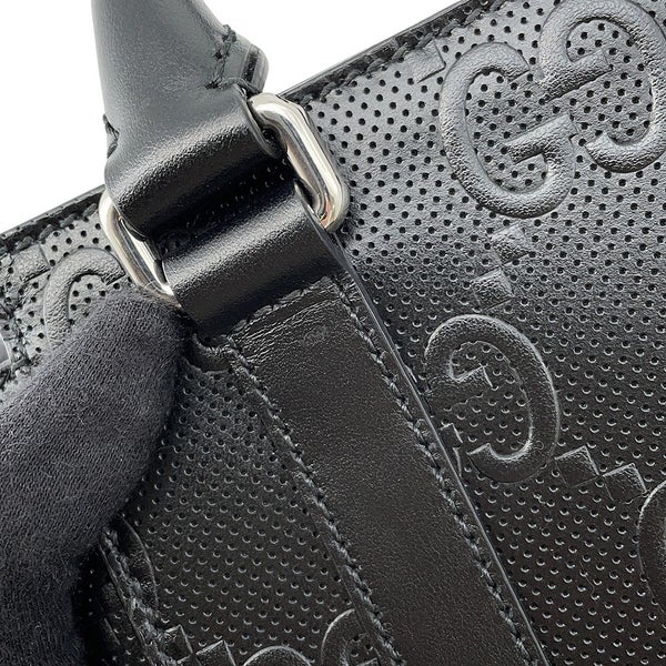 グッチ ハンドバッグ GGエンボス レザー 696010 GUCCI 2wayショルダーバッグ 黒