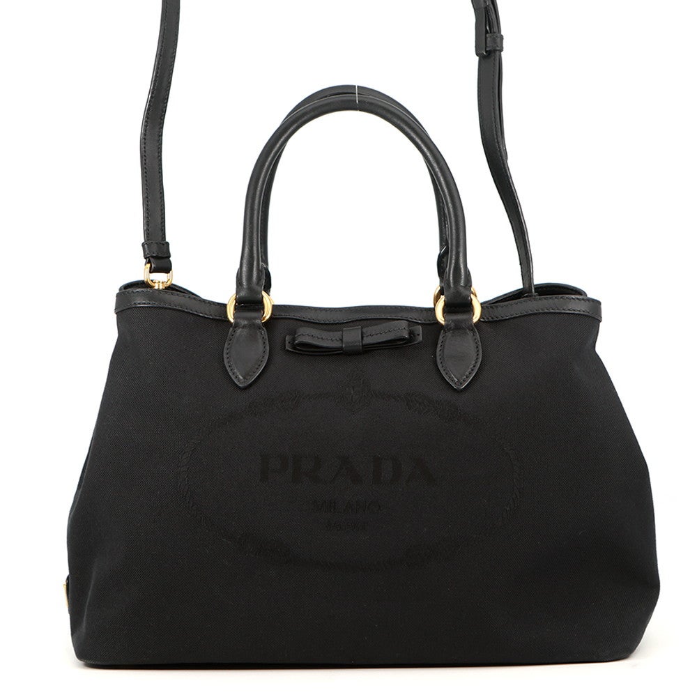 プラダ ハンドバッグ ロゴ ジャガード キャンバス 1BA579 PRADA 2way