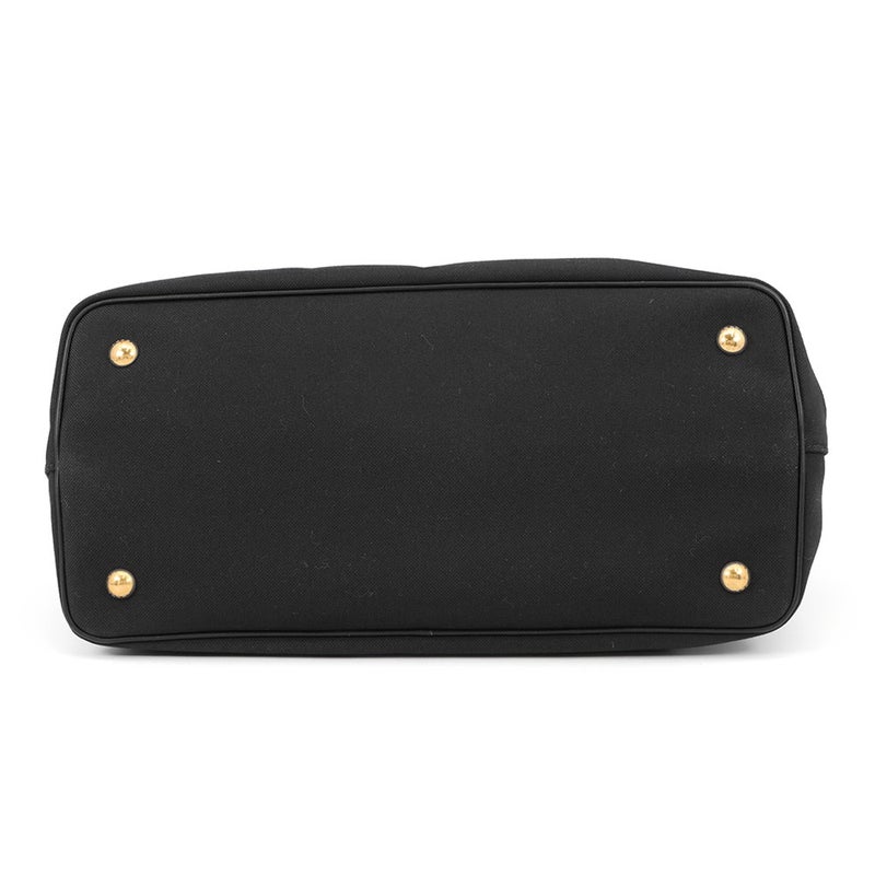 プラダ ハンドバッグ ロゴ ジャガード キャンバス 1BA579 PRADA ２wayショルダー 黒