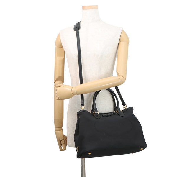 プラダ ハンドバッグ ロゴ ジャガード キャンバス 1BA579 PRADA ２wayショルダー 黒