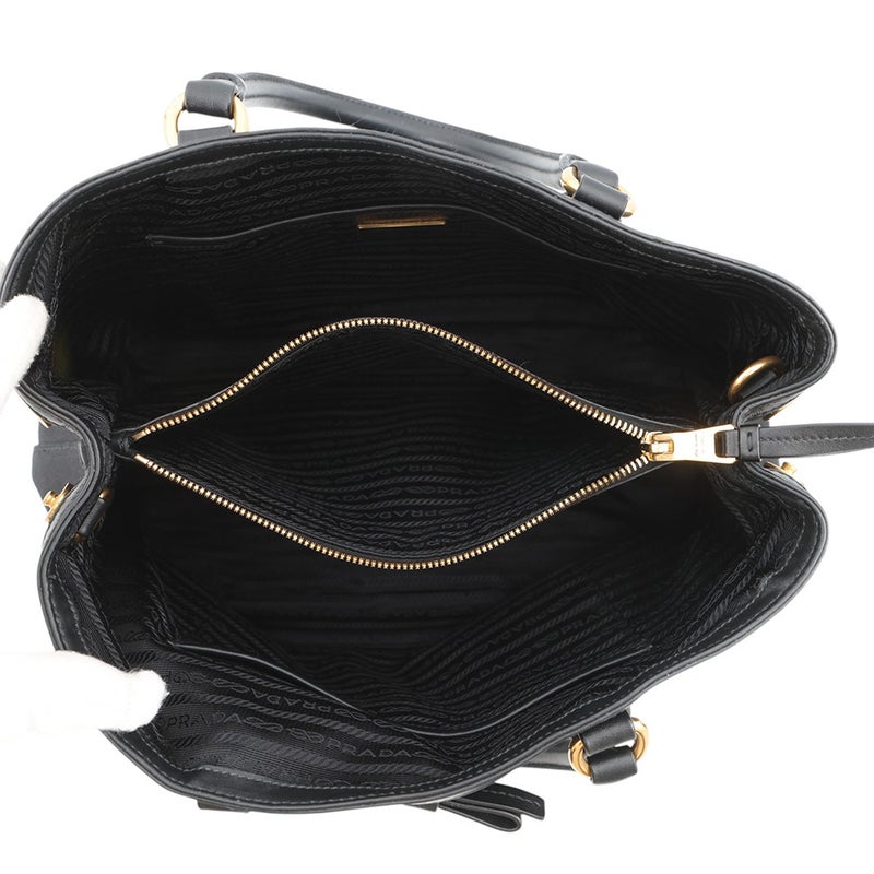 プラダ ハンドバッグ ロゴ ジャガード キャンバス 1BA579 PRADA ２wayショルダー 黒