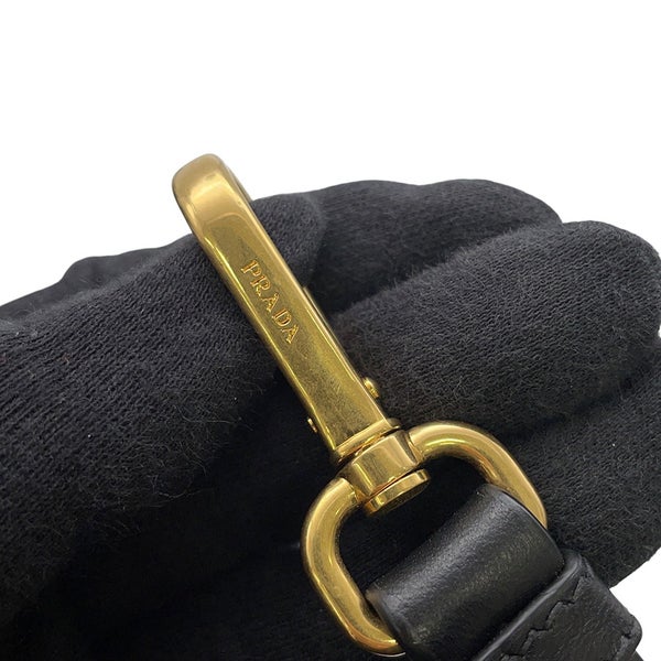 プラダ ハンドバッグ ロゴ ジャガード キャンバス 1BA579 PRADA ２wayショルダー 黒