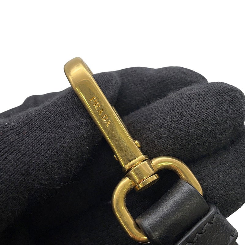 プラダ ハンドバッグ ロゴ ジャガード キャンバス 1BA579 PRADA ２wayショルダー 黒