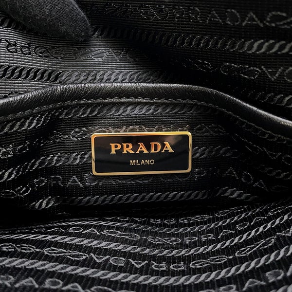 プラダ ハンドバッグ ロゴ ジャガード キャンバス 1BA579 PRADA ２wayショルダー 黒