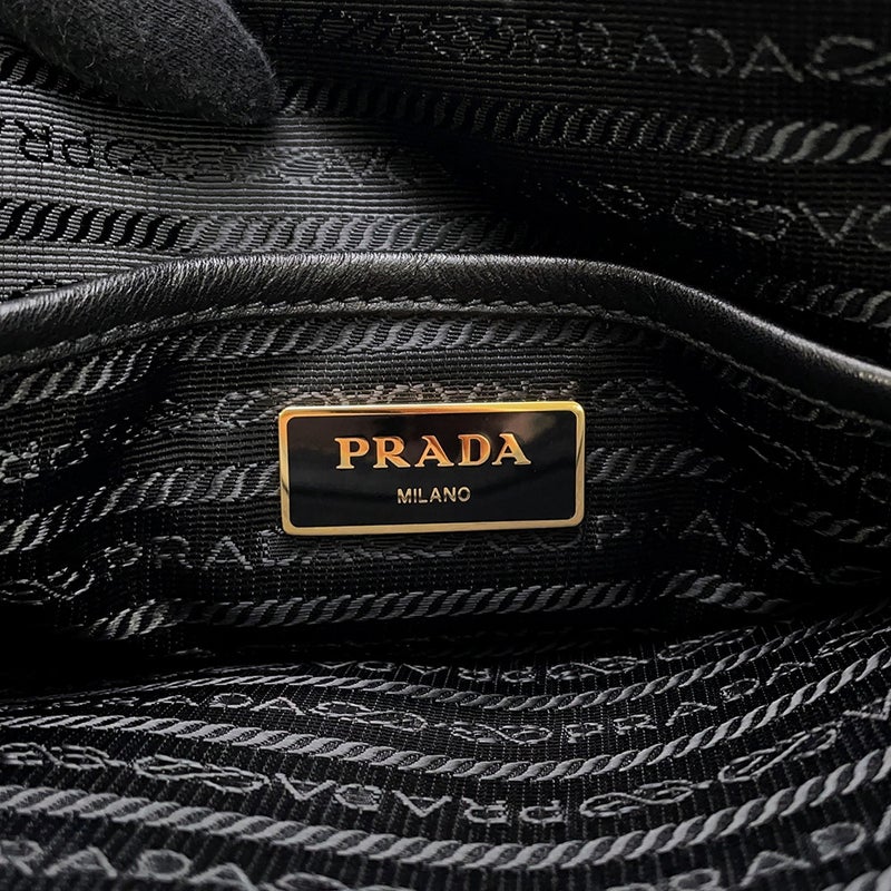 プラダ ハンドバッグ ロゴ ジャガード キャンバス 1BA579 PRADA ２wayショルダー 黒