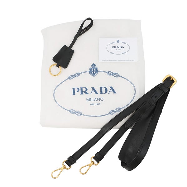 プラダ ハンドバッグ ロゴ ジャガード キャンバス 1BA579 PRADA ２wayショルダー 黒