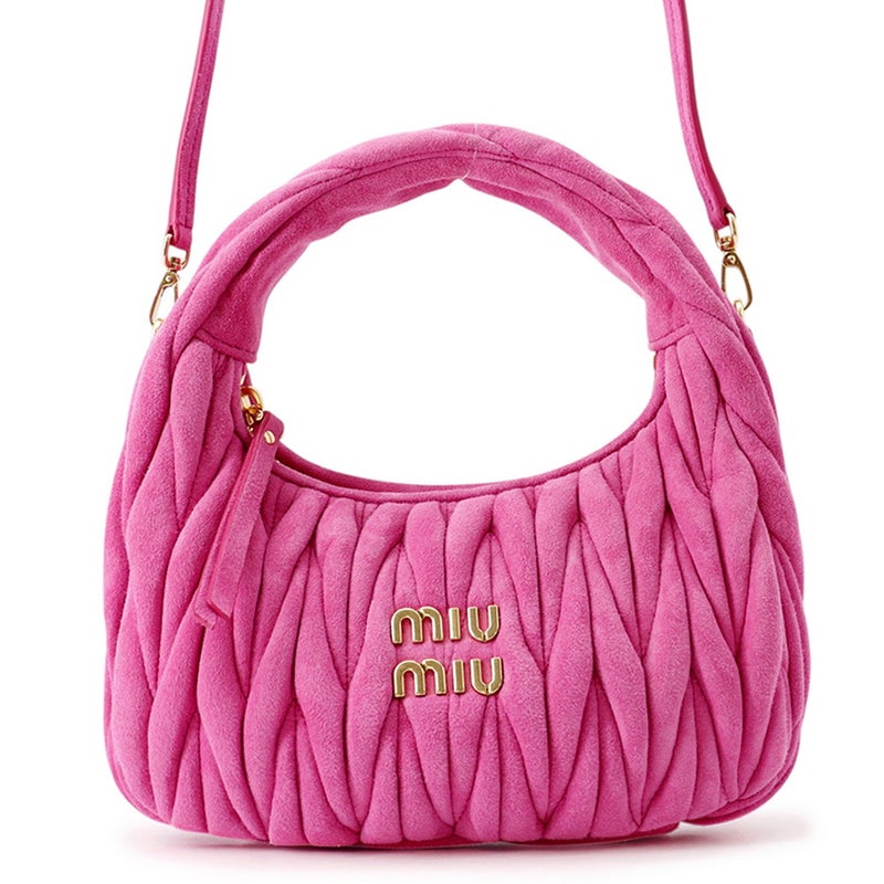 ミュウミュウ ハンドバッグ マテラッセ ワンダー ホーボーバッグ スエード 5BC125 MIUMIU ２wayショルダー