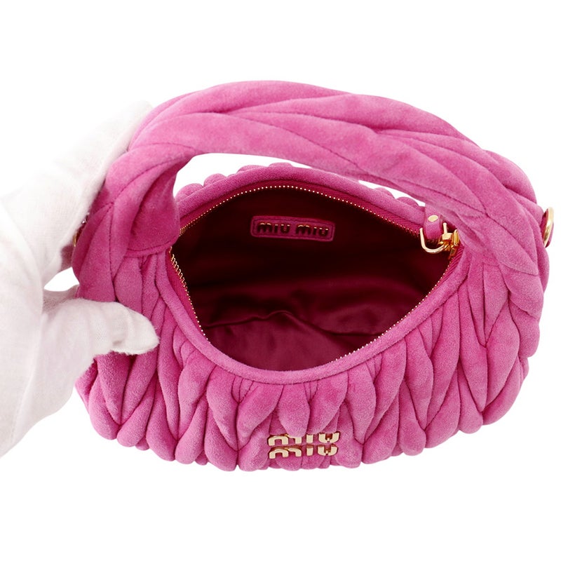 ミュウミュウ ハンドバッグ マテラッセ ワンダー ホーボーバッグ スエード 5BC125 MIUMIU ２wayショルダー
