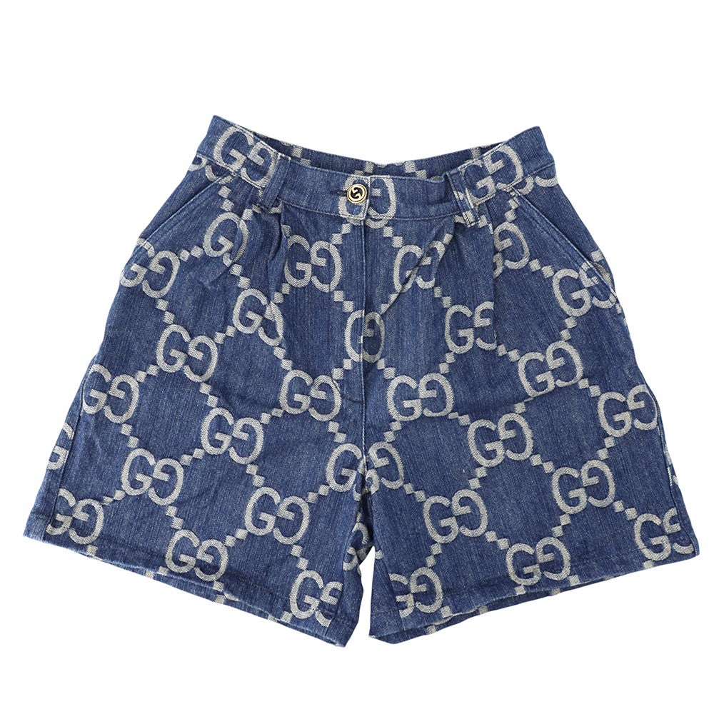 GUCCI グッチ　デニム地ショートパンツ　90 グッチ パンツ GGデニム ショート コットン レディースサイズ42 GUCCI