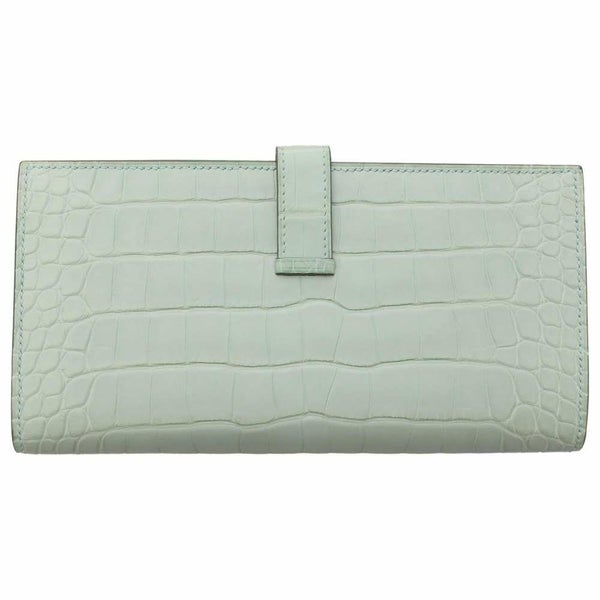 エルメス 長財布 ベアンスフレ ヴェールドー/シルバー金具 アリゲーターマット Z刻印 財布