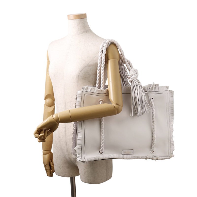ヴァレンティノ・ガラヴァーニ トートバッグ フリンジ レザー VALENTINO 白
