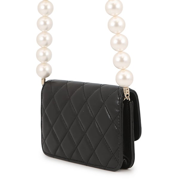 シャネル パールチェーンショルダーバッグ ココマーク マトラッセ フェイクパール AP1838 CHANEL ポーチ 黒
