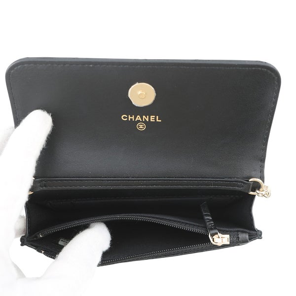 シャネル パールチェーンショルダーバッグ ココマーク マトラッセ フェイクパール AP1838 CHANEL ポーチ 黒