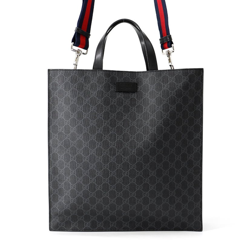 グッチ トートバッグ GGスプリーム/レザー 495559 GUCCI 2wayショルダーバッグ 黒