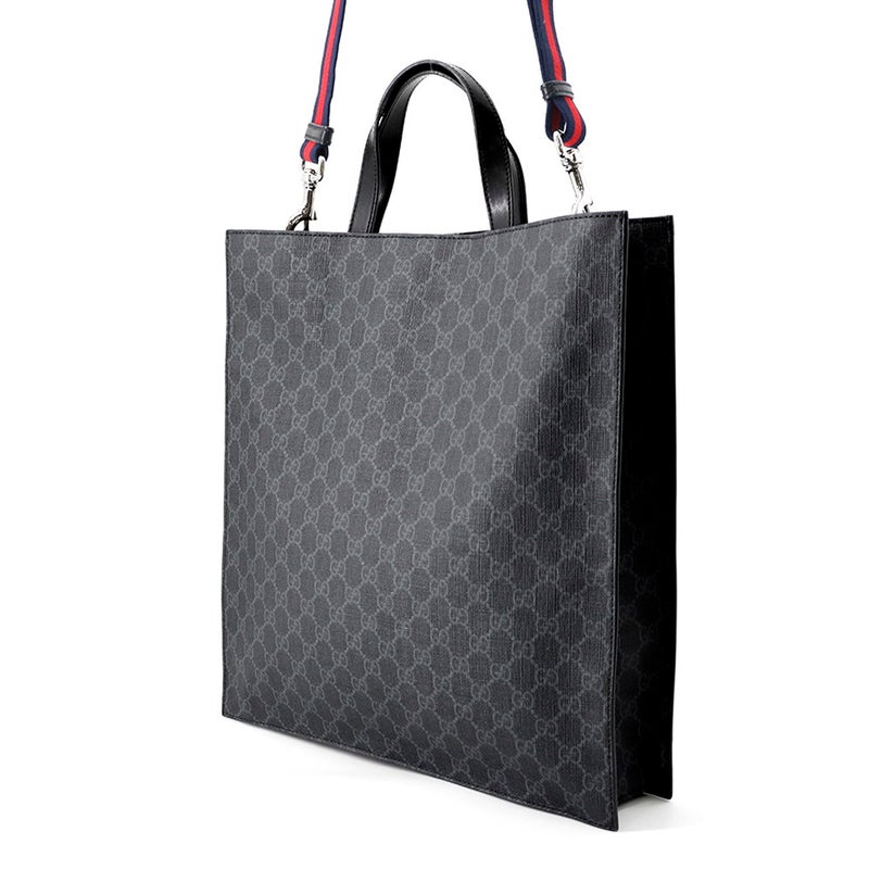 グッチ トートバッグ GGスプリーム/レザー 495559 GUCCI 2wayショルダーバッグ 黒