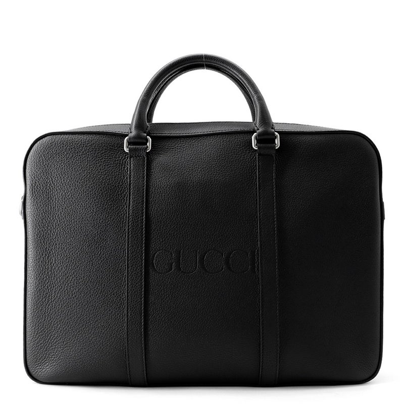 グッチ ビジネスバッグ エンボスロゴ ブリーフケース レザー 674174 GUCCI ハンドバッグ 黒