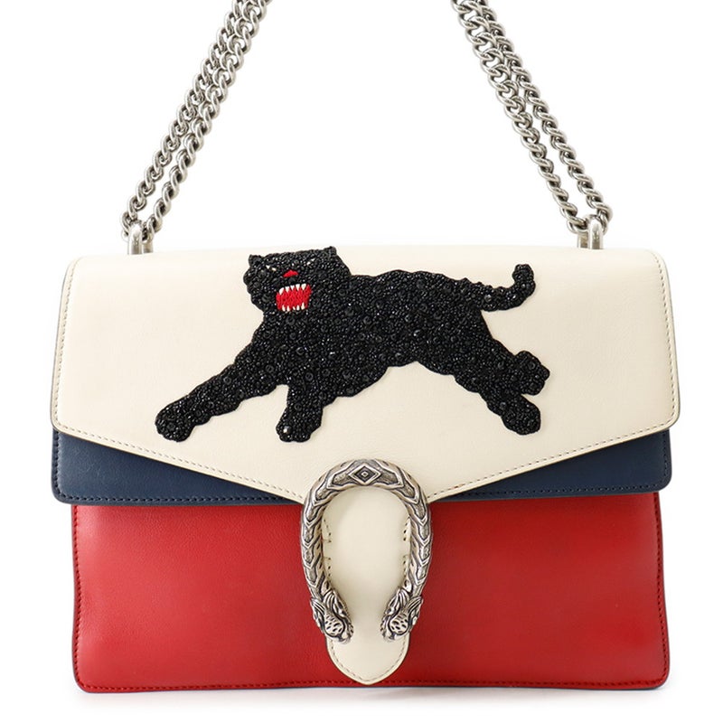 グッチ チェーンショルダーバッグ デュオニュソス パンサー ビーズ刺繍 レザー 403348 GUCCI バッグ