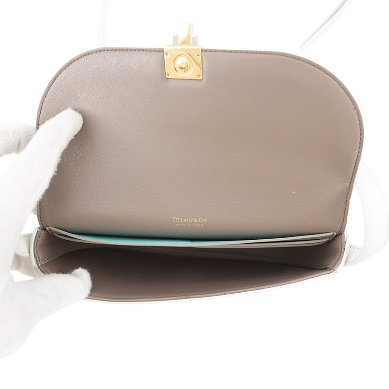 ティファニー ショルダーバッグ Tデコ レザー Tiffany&Co. 白