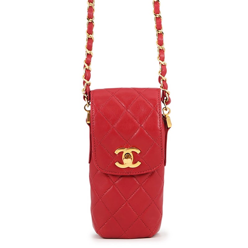 シャネル チェーンショルダーバッグ ポシェット マトラッセ ココマーク ラムスキン CHANEL バッグ フォンポーチ