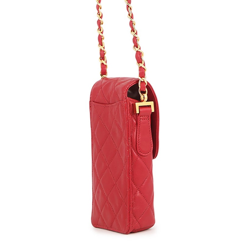 シャネル チェーンショルダーバッグ ポシェット マトラッセ ココマーク ラムスキン CHANEL バッグ フォンポーチ