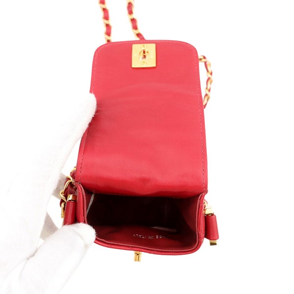 シャネル チェーンショルダーバッグ ポシェット マトラッセ ココマーク ラムスキン CHANEL バッグ フォンポーチ