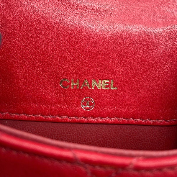 シャネル チェーンショルダーバッグ ポシェット マトラッセ ココマーク ラムスキン CHANEL バッグ フォンポーチ