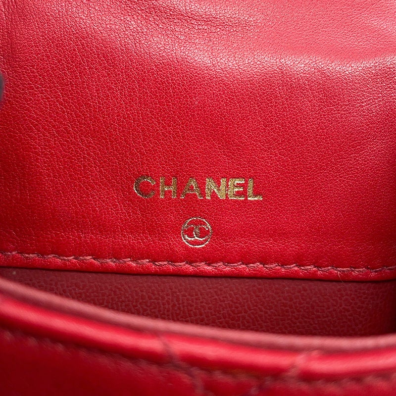 シャネル チェーンショルダーバッグ ポシェット マトラッセ ココマーク ラムスキン CHANEL バッグ フォンポーチ