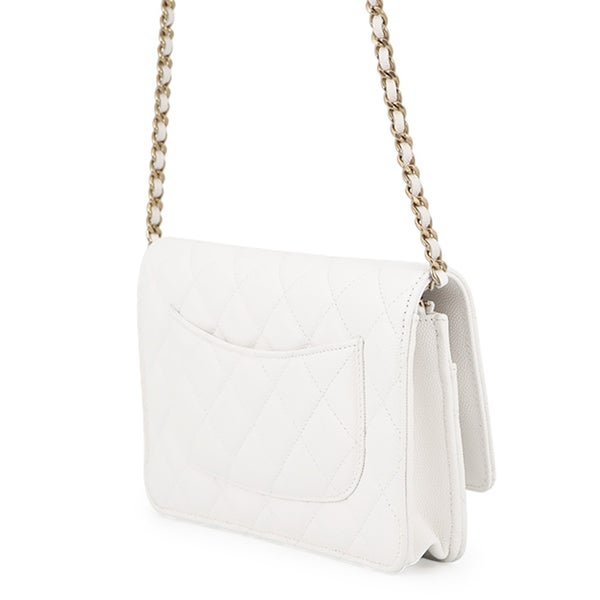 シャネル チェーンウォレット クラシック マトラッセ ココマーク キャビアスキン AP0250 CHANEL 財布 白