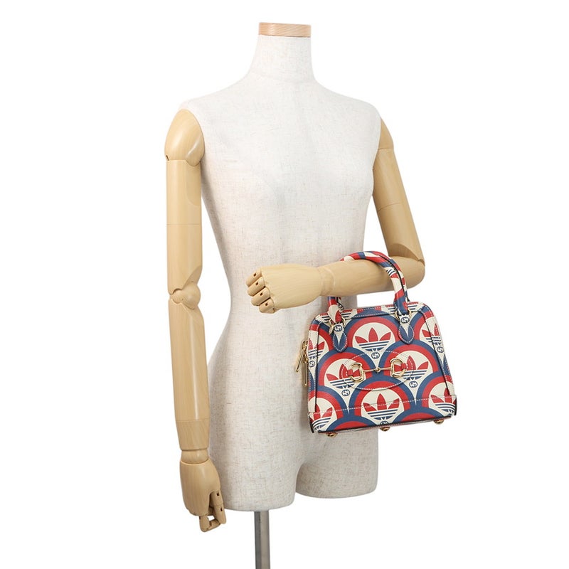 グッチ ハンドバッグ ホースビット1955 ミニ トップハンドル アディダスコラボ 677212 GUCCI 2wayショルダー 白