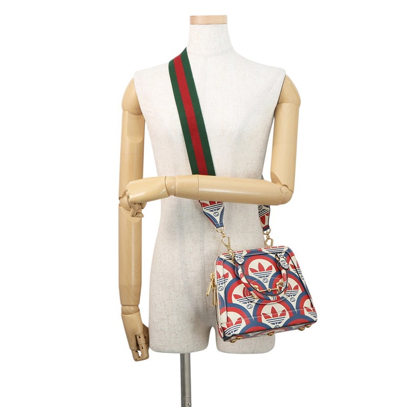 グッチ ハンドバッグ ホースビット1955 ミニ トップハンドル アディダスコラボ 677212 GUCCI 2wayショルダー 白