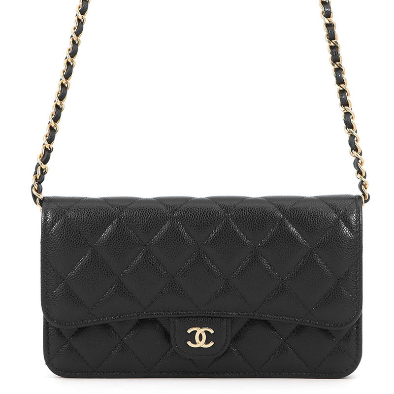 シャネル チェーンフォンケース マトラッセ ココマーク キャビアスキン AP3744 CHANEL スマホケース 黒