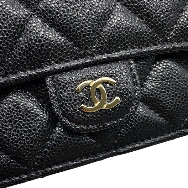 シャネル チェーンフォンケース マトラッセ ココマーク キャビアスキン AP3744 CHANEL スマホケース 黒