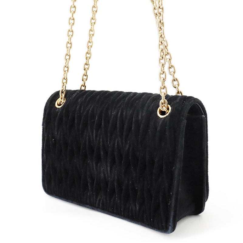 ミュウミュウ チェーンショルダーバッグ マテラッセ ベロア 5BP065 Miu Miu 2way 黒
