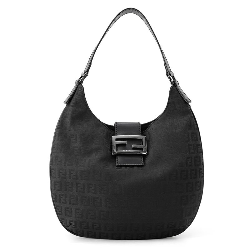 フェンディ ハンドバッグ ズッキーノ ワンショルダーキャンバス/レザー FENDI ショルダーバッグ 黒