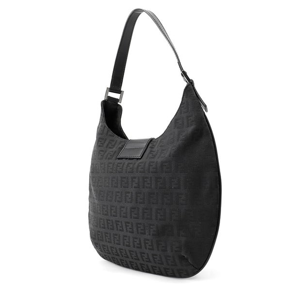 フェンディ ハンドバッグ ズッキーノ ワンショルダーキャンバス/レザー FENDI ショルダーバッグ 黒
